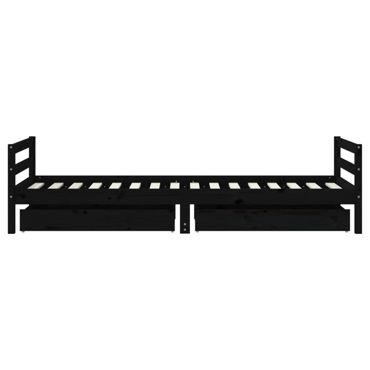 Kids Solid Wood Pine Bed Frame with Drawers