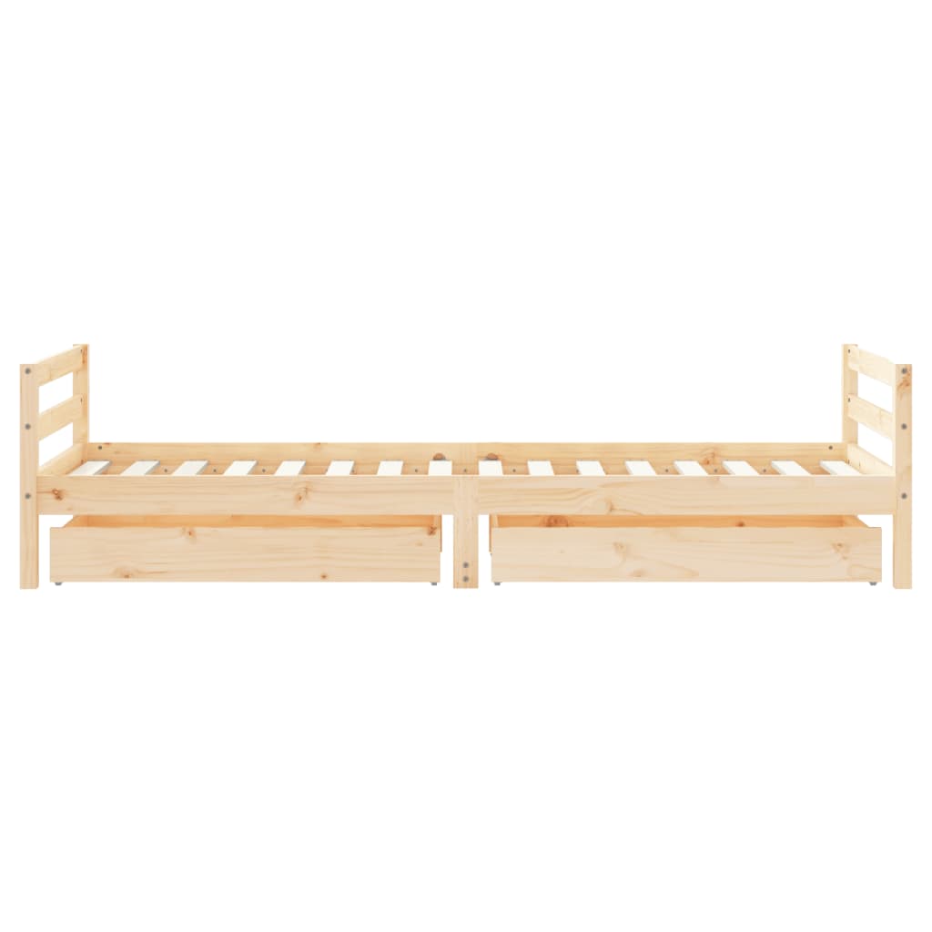 Kids Solid Wood Pine Bed Frame with Drawers