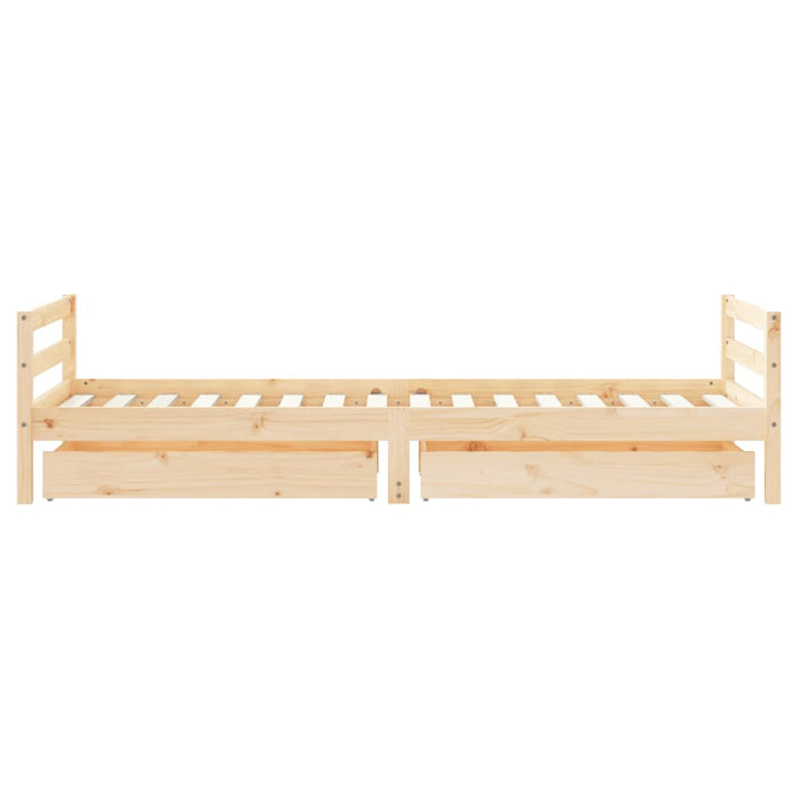 Kids Solid Wood Pine Bed Frame with Drawers