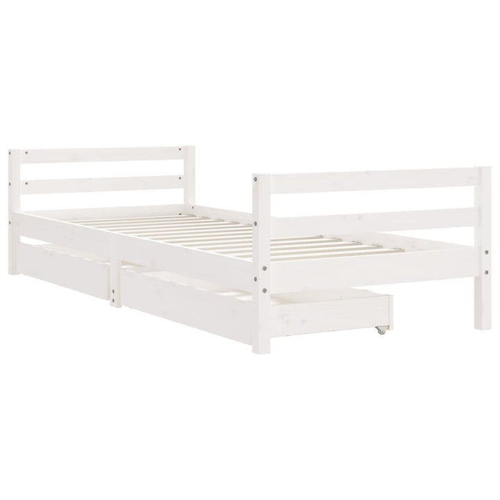 Kids Solid Wood Pine Bed Frame with Drawers