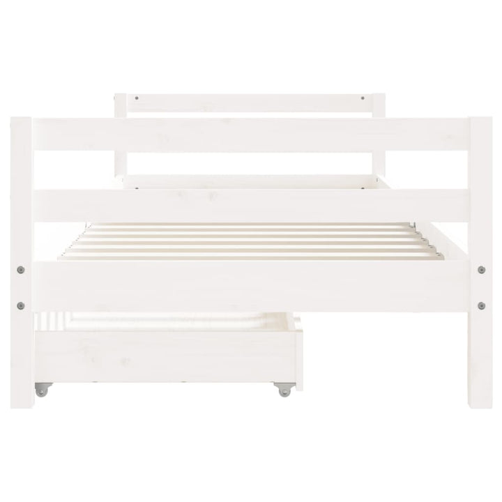 Kids Solid Wood Pine Bed Frame with Drawers