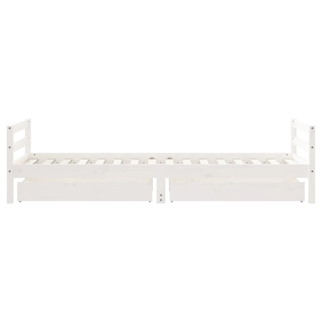 Kids Solid Wood Pine Bed Frame with Drawers