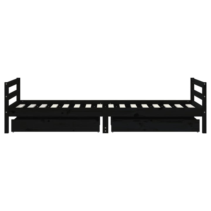 Kids Solid Wood Pine Bed Frame with Drawers