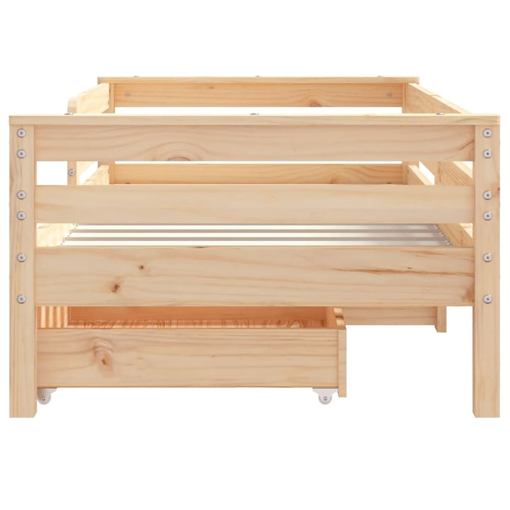 Kids Solid Wood Pine Bed Frame with Drawers