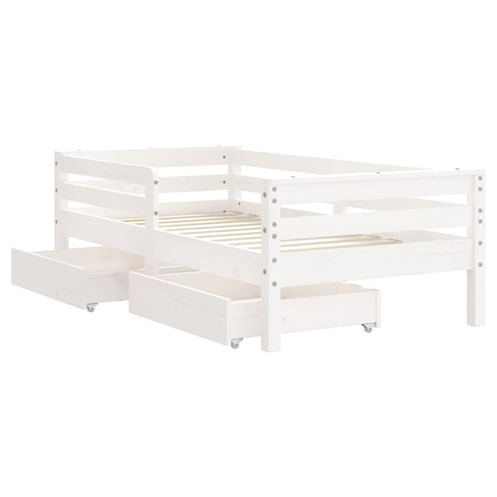 Kids Solid Wood Pine Bed Frame with Drawers