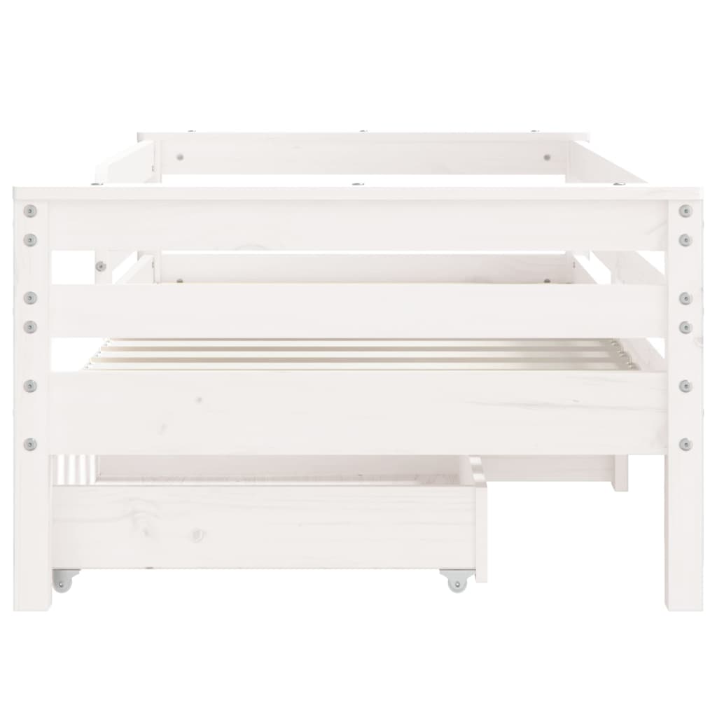 Kids Solid Wood Pine Bed Frame with Drawers