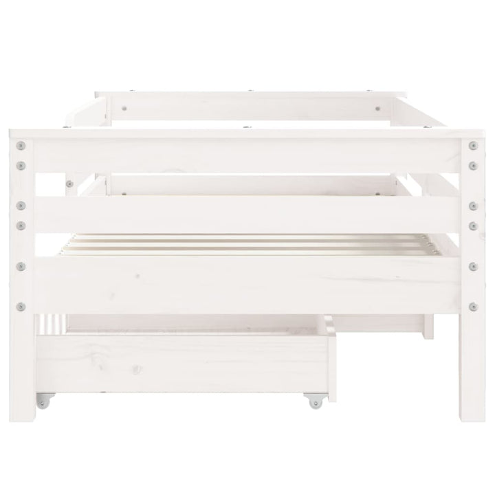 Kids Solid Wood Pine Bed Frame with Drawers