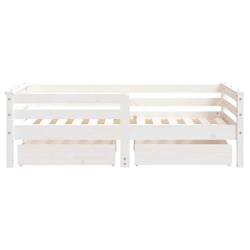Kids Solid Wood Pine Bed Frame with Drawers