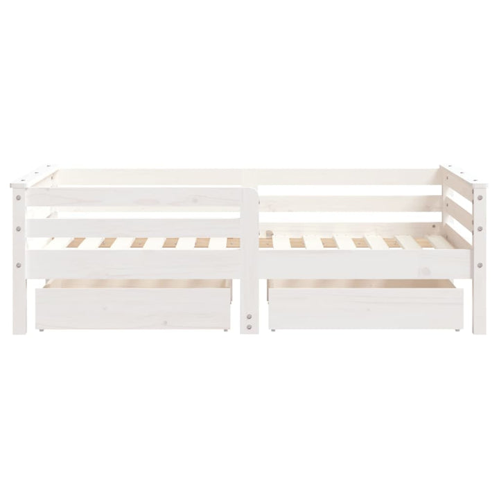 Kids Solid Wood Pine Bed Frame with Drawers