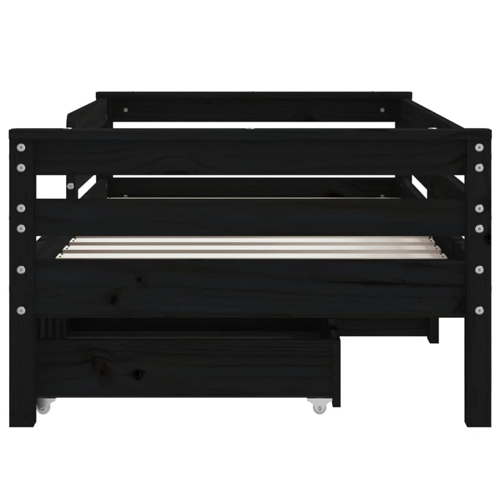 Kids Solid Wood Pine Bed Frame with Drawers
