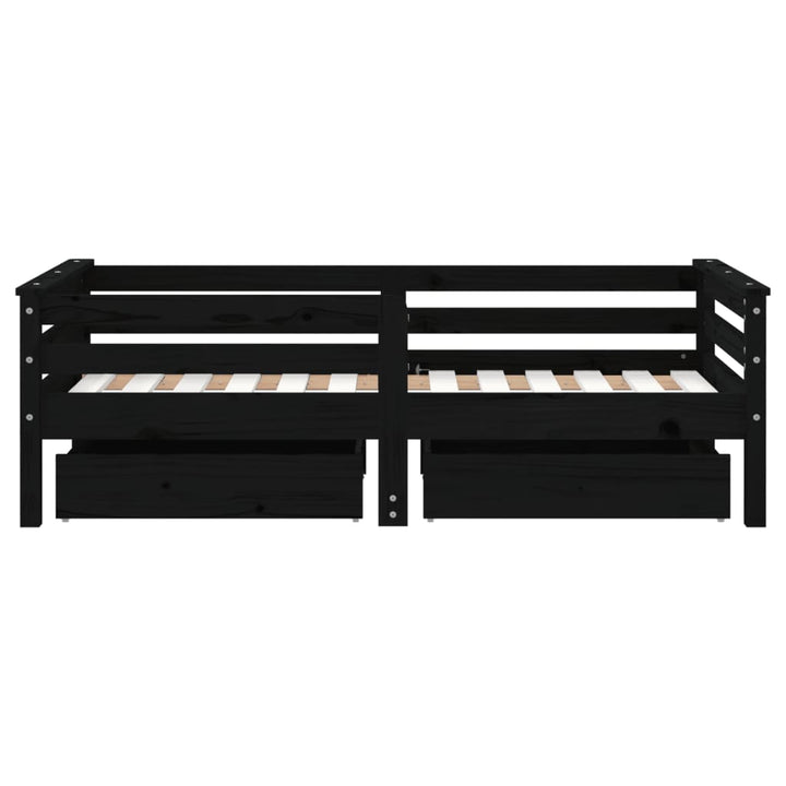 Kids Solid Wood Pine Bed Frame with Drawers