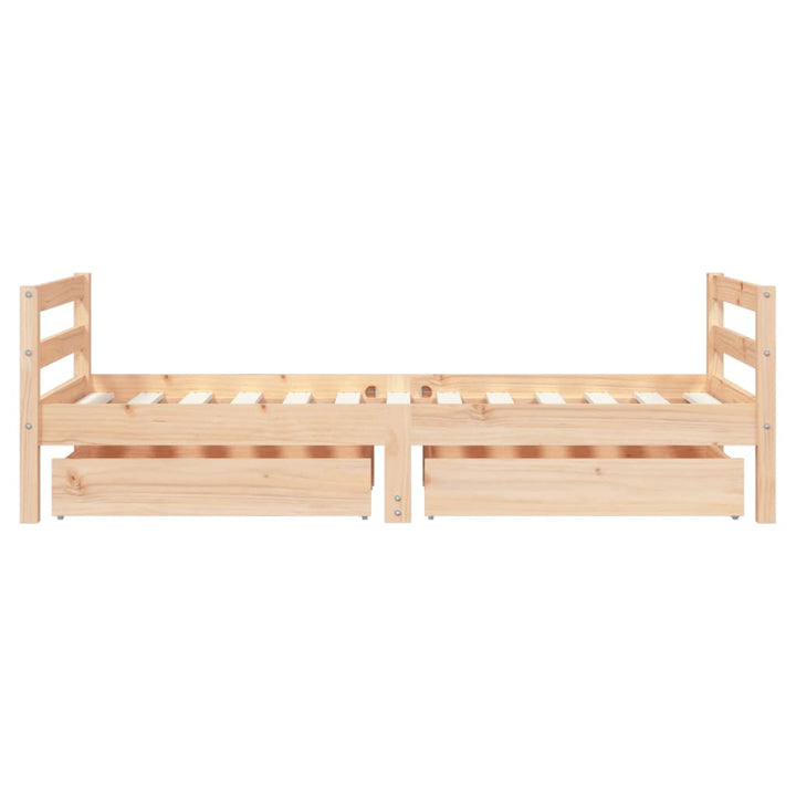 Kids Solid Wood Pine Bed Frame with Drawers