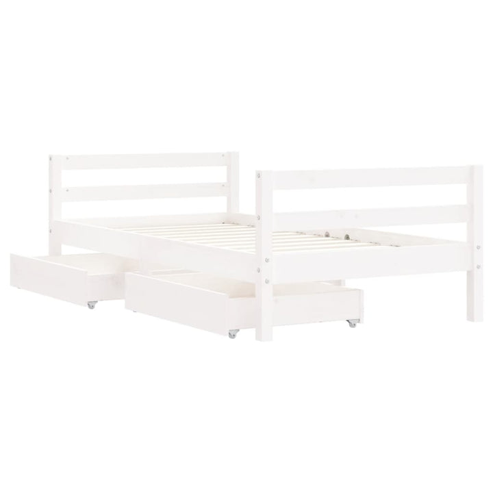 Kids Solid Wood Pine Bed Frame with Drawers
