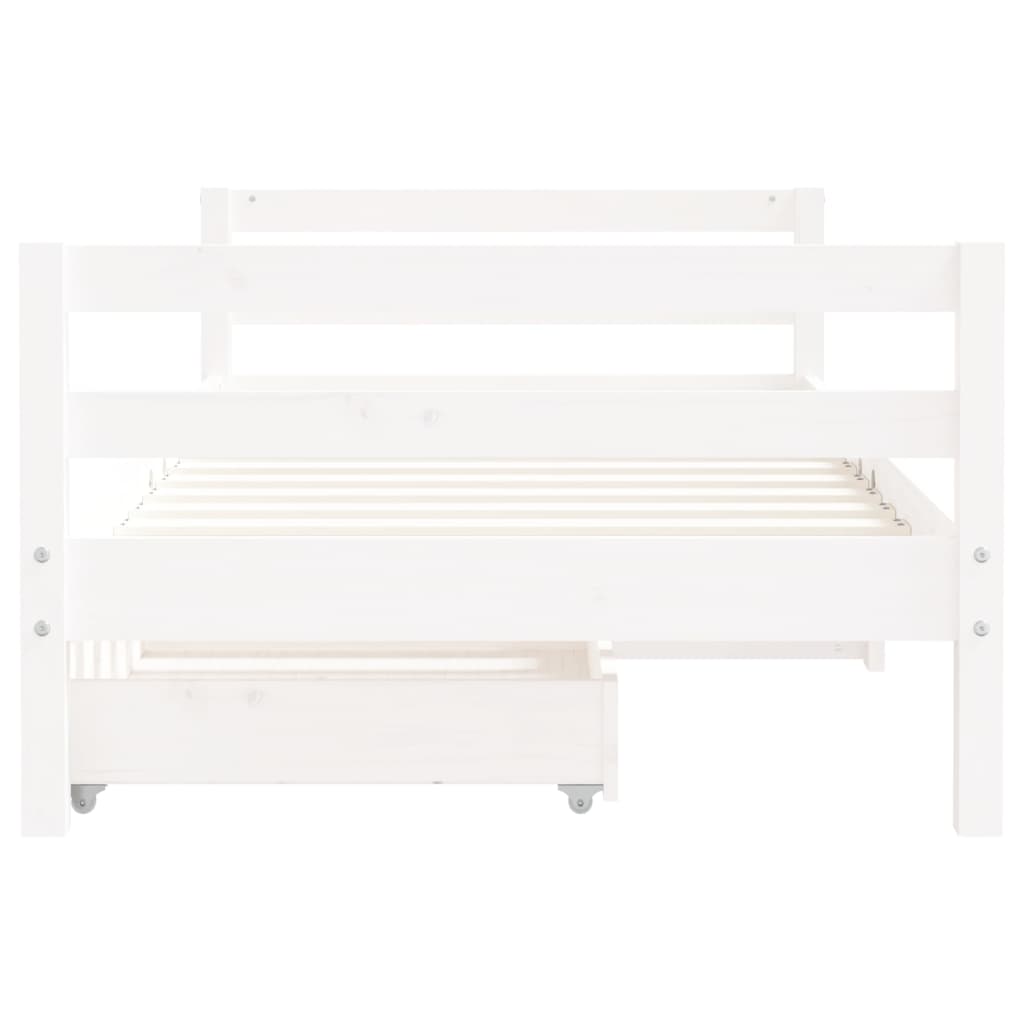 Kids Solid Wood Pine Bed Frame with Drawers