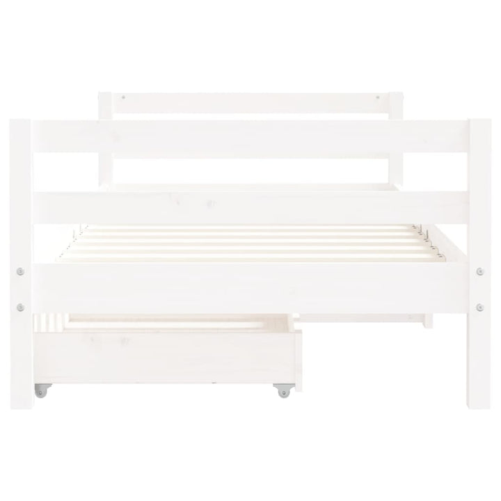Kids Solid Wood Pine Bed Frame with Drawers
