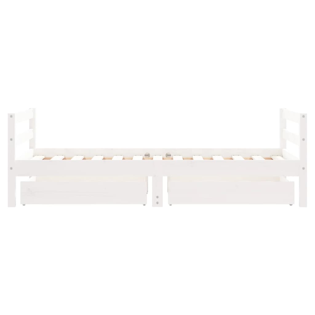 Kids Solid Wood Pine Bed Frame with Drawers