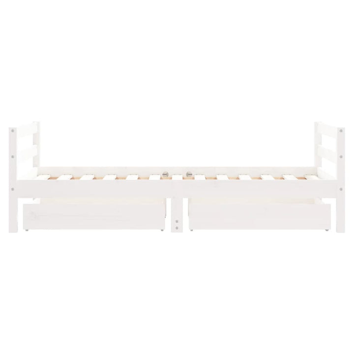 Kids Solid Wood Pine Bed Frame with Drawers