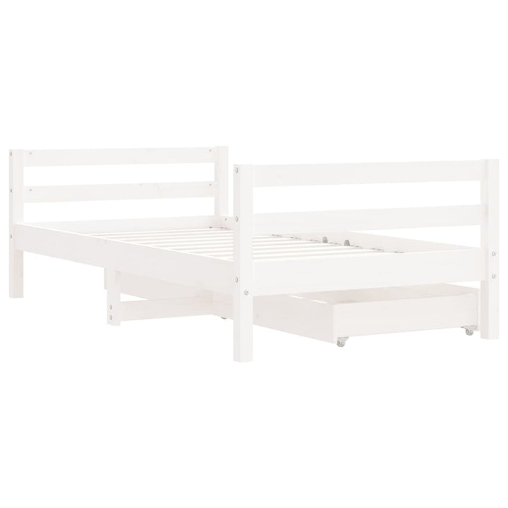 Kids Solid Wood Pine Bed Frame with Drawers
