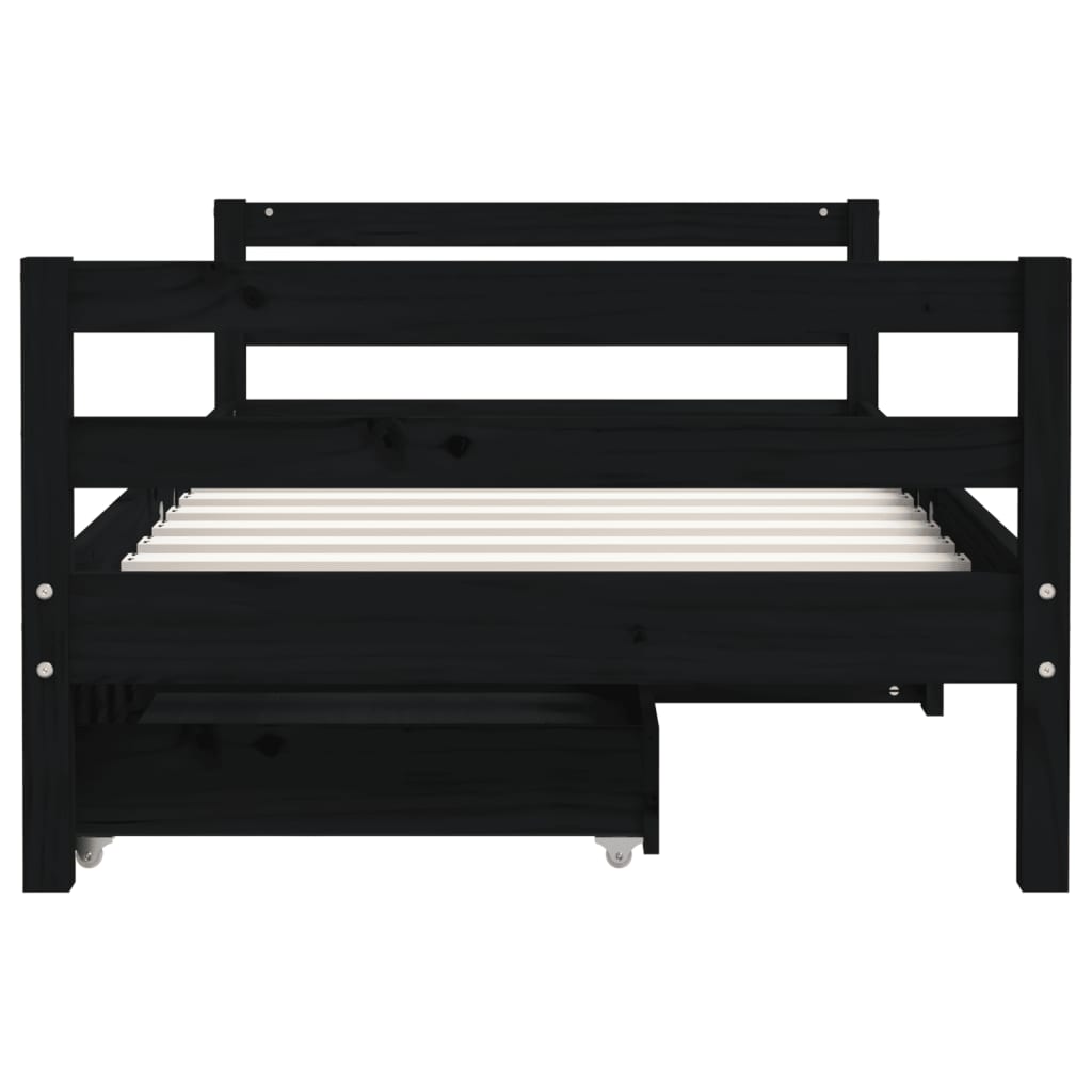 Kids Solid Wood Pine Bed Frame with Drawers