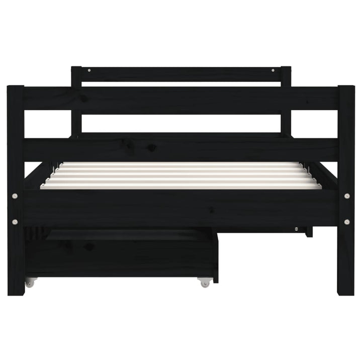 Kids Solid Wood Pine Bed Frame with Drawers