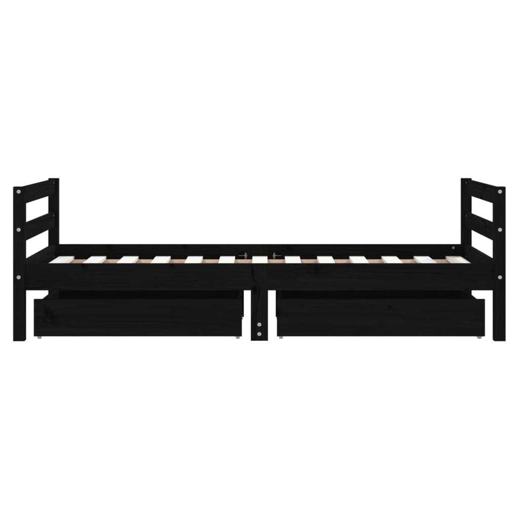 Kids Solid Wood Pine Bed Frame with Drawers