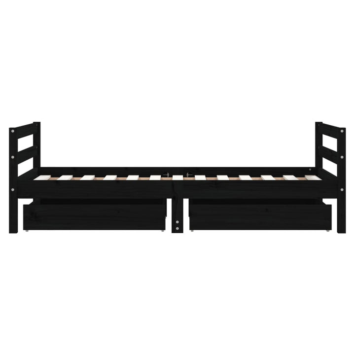 Kids Solid Wood Pine Bed Frame with Drawers