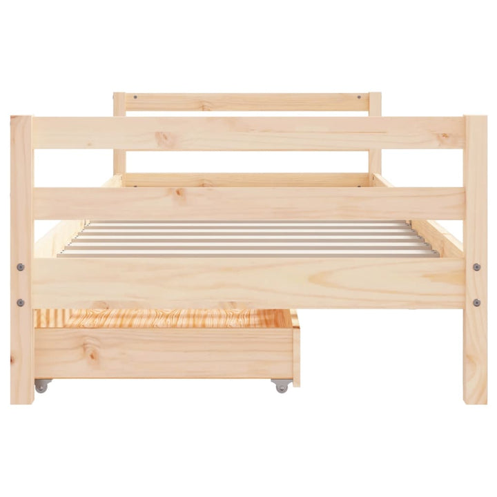Kids Solid Wood Pine Bed Frame with Drawers