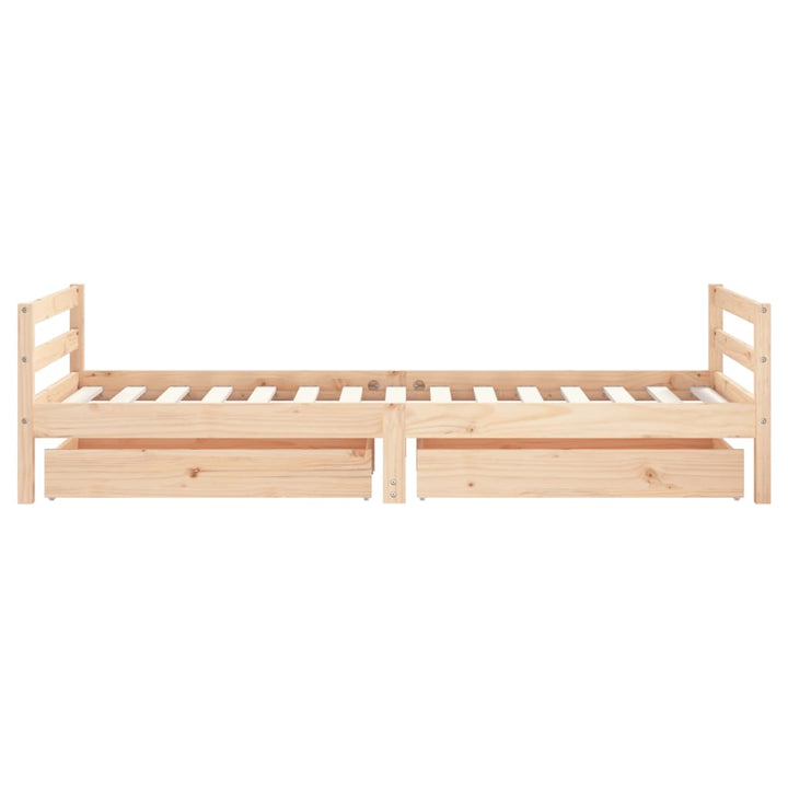 Kids Solid Wood Pine Bed Frame with Drawers