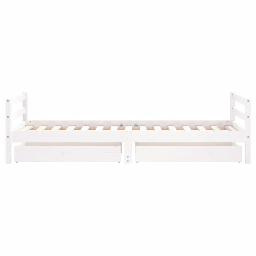 Kids Solid Wood Pine Bed Frame with Drawers