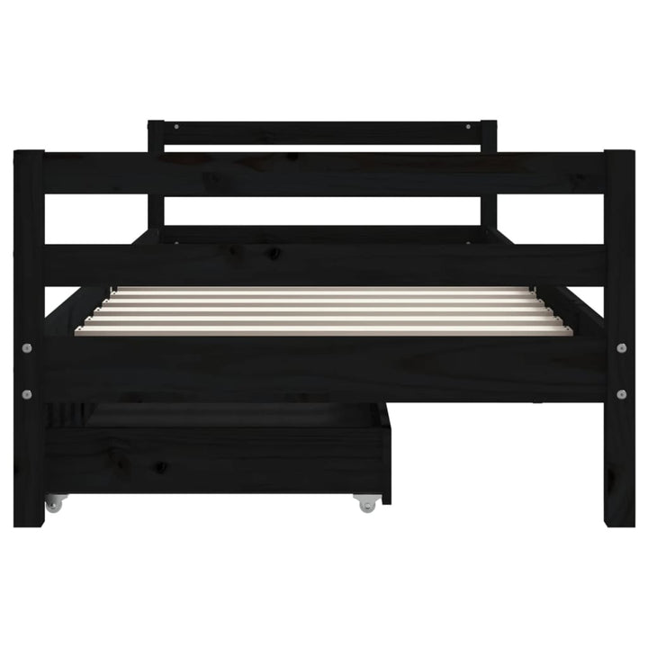 Kids Solid Wood Pine Bed Frame with Drawers