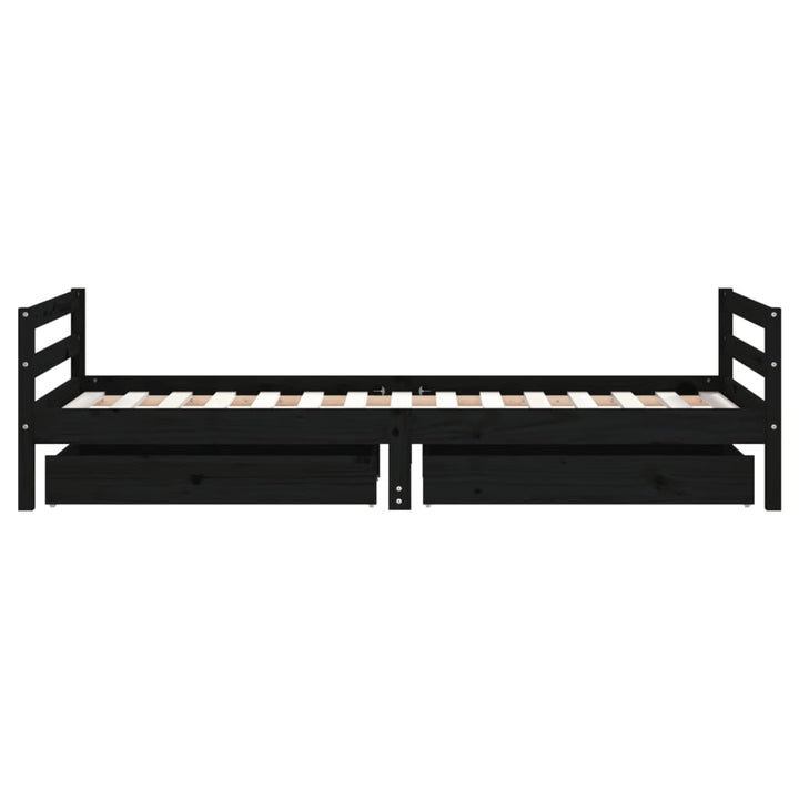 Kids Solid Wood Pine Bed Frame with Drawers