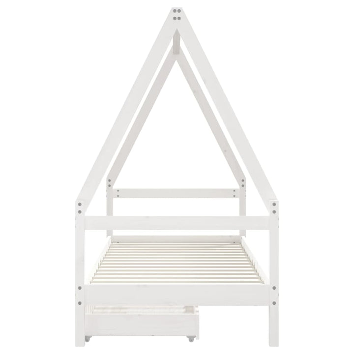 Kids Solid Wood Pine Bed Frame with Drawers
