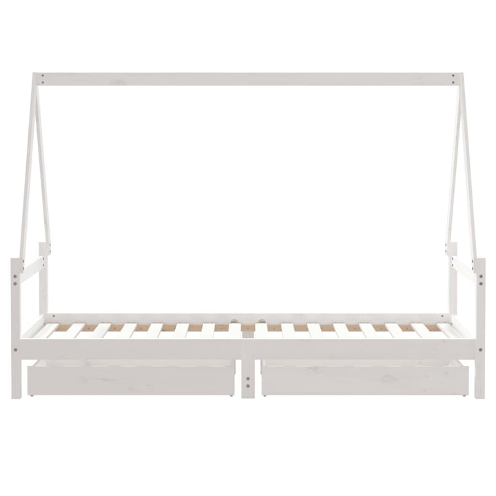 Kids Solid Wood Pine Bed Frame with Drawers