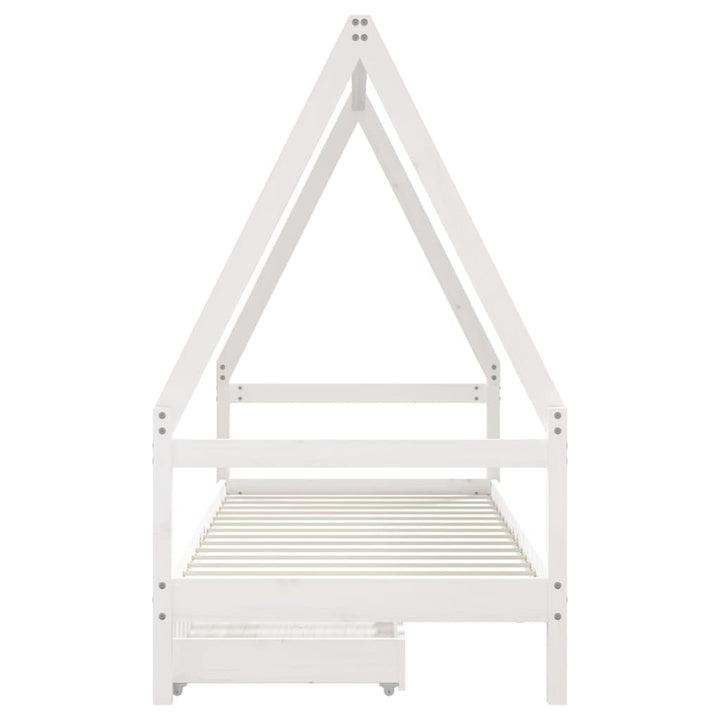 Kids Solid Wood Pine Bed Frame with Drawers