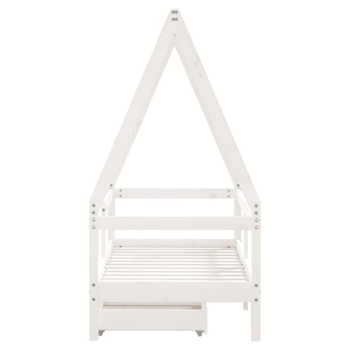 Kids Solid Wood Pine Bed Frame with Drawers