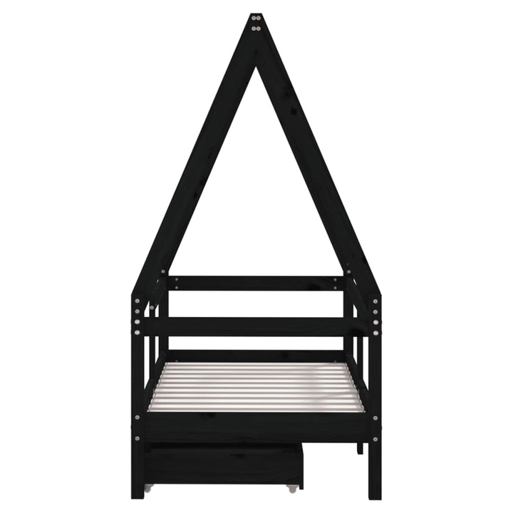 Kids Solid Wood Pine Bed Frame with Drawers