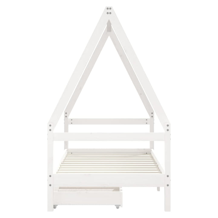 Kids Solid Wood Pine Bed Frame with Drawers
