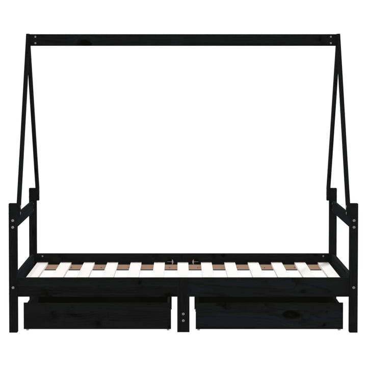 Kids Solid Wood Pine Bed Frame with Drawers