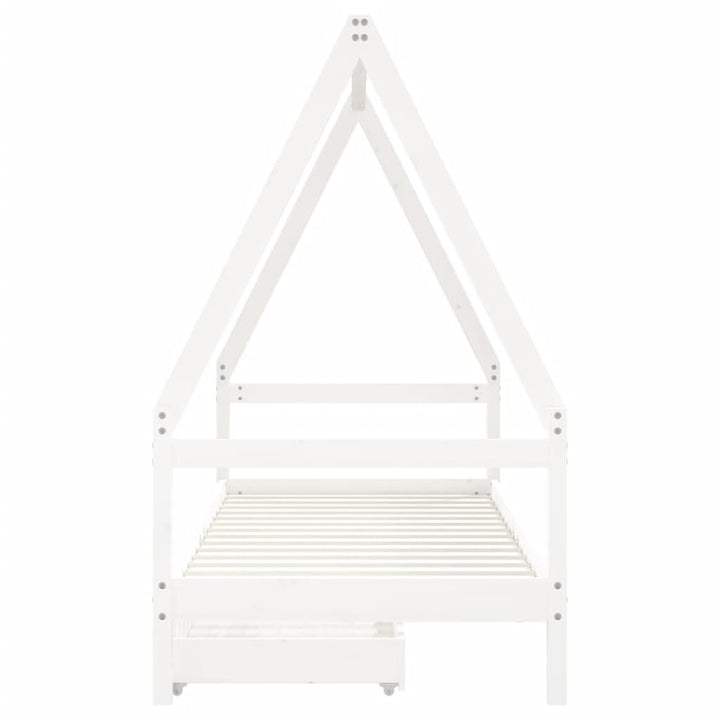 Kids Solid Wood Pine Bed Frame with Drawers