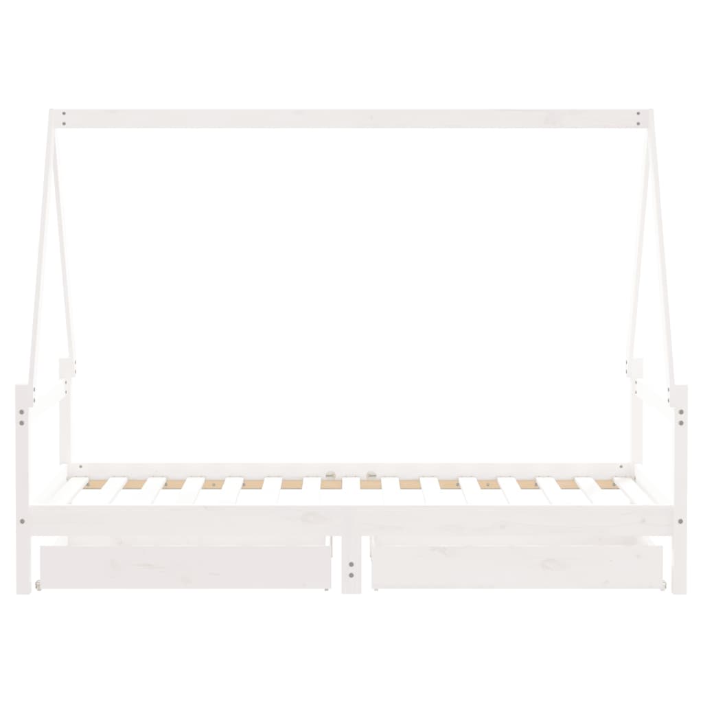 Kids Solid Wood Pine Bed Frame with Drawers