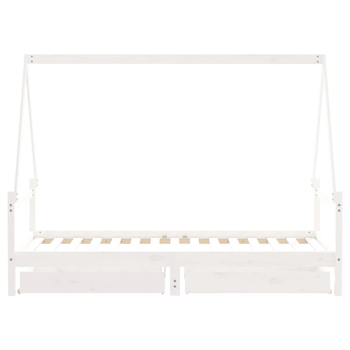 Kids Solid Wood Pine Bed Frame with Drawers