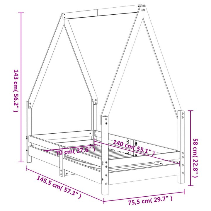 Kids Solid Wood Pine Bed Frame