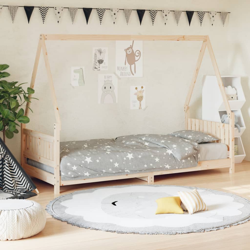 Kids Solid Wood Pine Bed Frame-Beds & Bed Frames-vidaXL-Yes Bebe