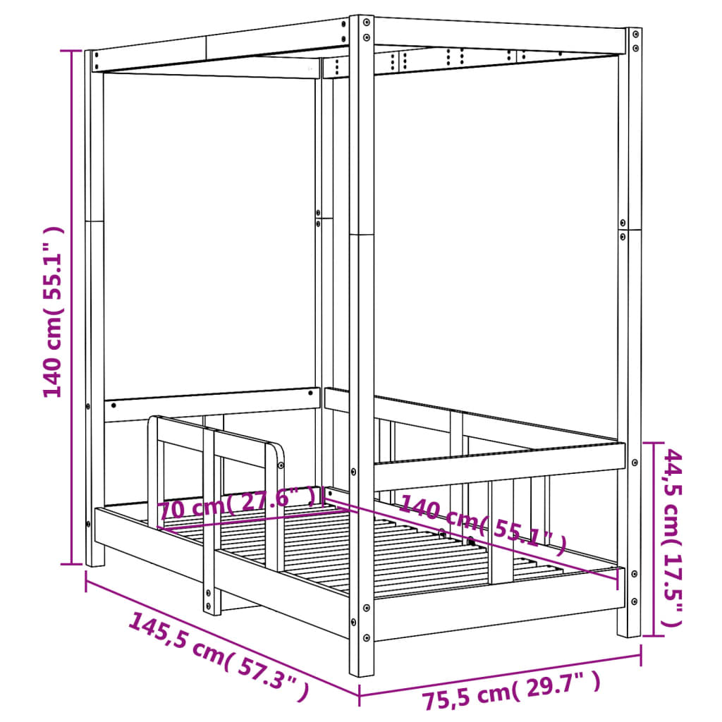 Toddler & Kids Solid Wood Pine Bed Frame