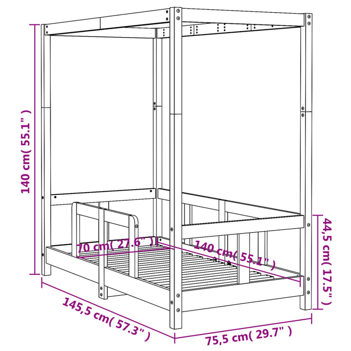 Toddler & Kids Solid Wood Pine Bed Frame