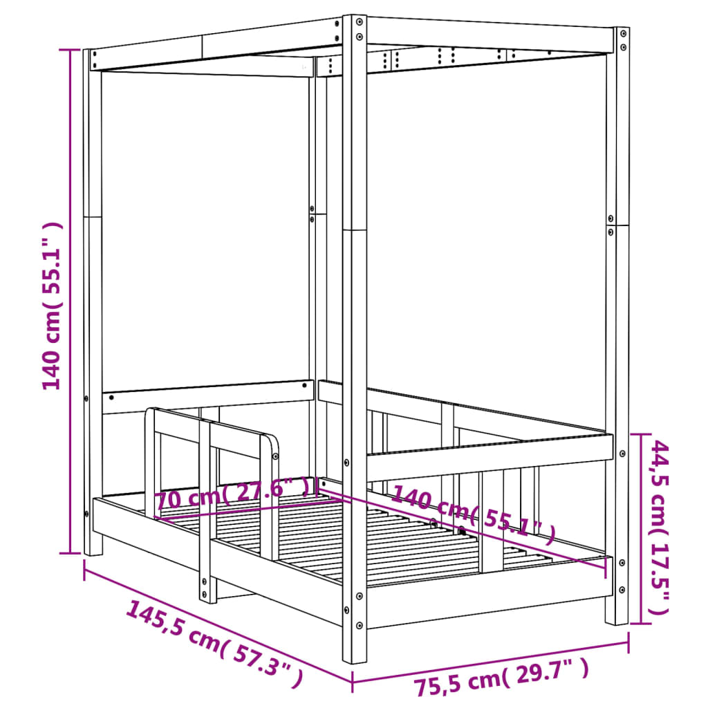 Toddler & Kids Solid Wood Pine Bed Frame