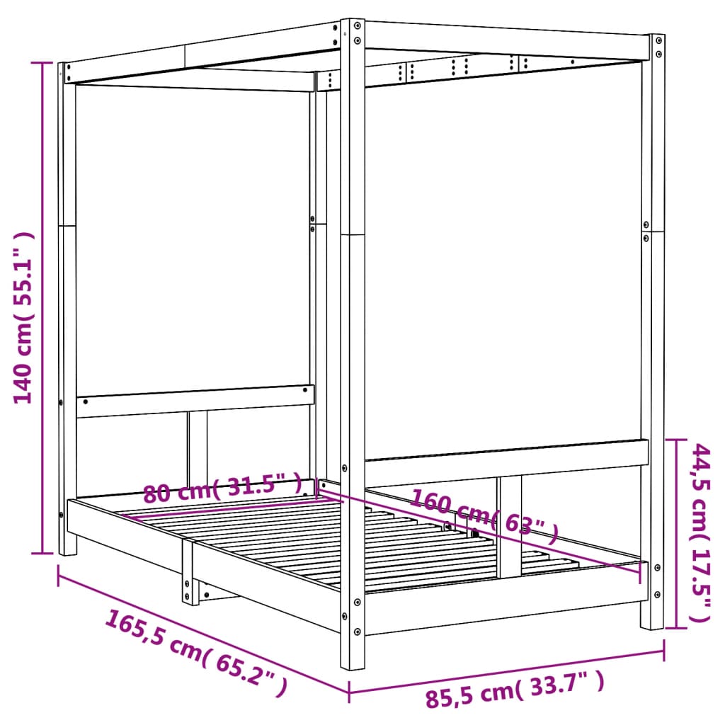 Toddler & Kids Solid Wood Pine Bed Frame