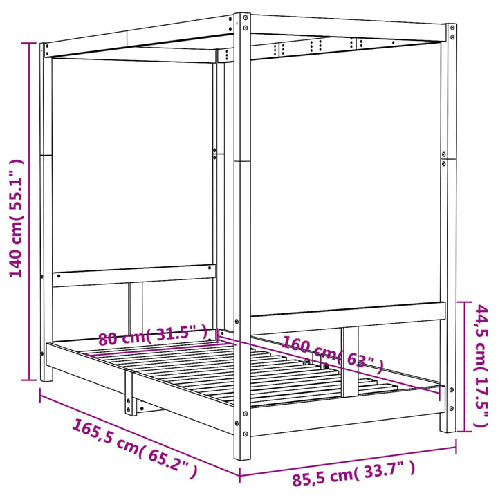 Toddler & Kids Solid Wood Pine Bed Frame