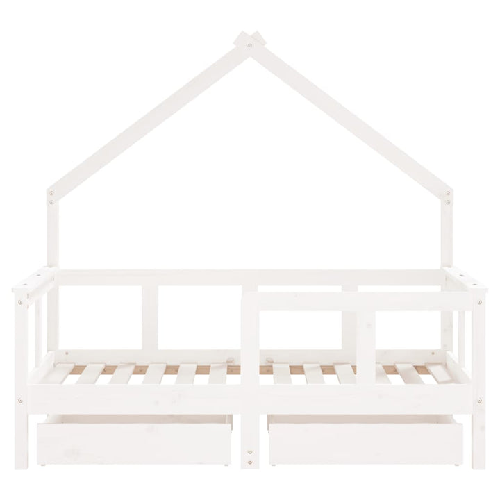 Kids Solid Wood Pine Bed Frame with Drawers