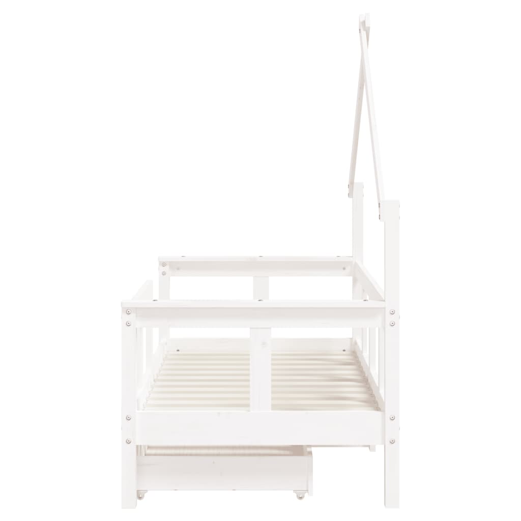 Kids Solid Wood Pine Bed Frame with Drawers